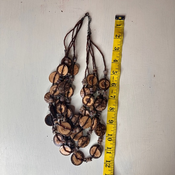Vintage Boho Multi-Strand Brown Necklace - Picture 3 of 4